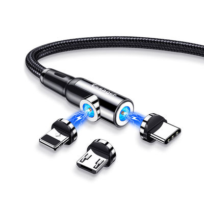 satın al C Tipi Mikro USB IOS LED 3 In 1 İki Başlı Manyetik Şarj Kablosu online manufacture