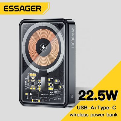 comprar Banco de energia de carregamento sem fio transparente preto magnético 10000mAh 15W online manufacture
