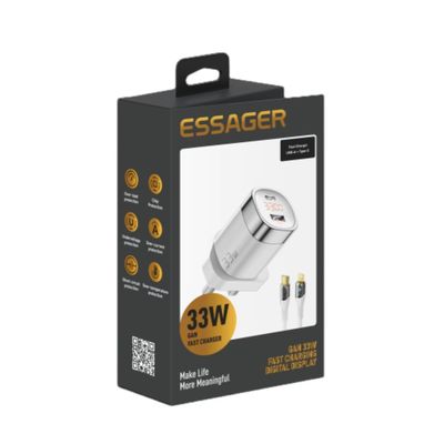 購入 GaN EU US UK ポート デジタル ディスプレイ 移動 パワー 電話充電器 ケーブルで 33Wの高速充電 online manufacture