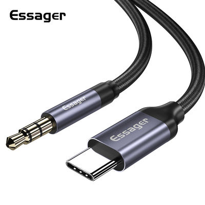 Buy Essager Type C To 3.5mm Male Audio Aux Cable Grey 1m For Type C Devices online manufacture