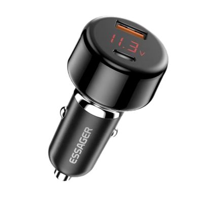 kopen Digitaal scherm USB A USB C Autoladers OTP 65W Zwart Blauw Kleur online manufacture
