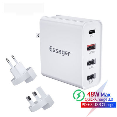 satın al Essager 2021 Earl Yüksek kaliteli Essager 48W PD Şarj cihazı 4 Port Duvar Şarj cihazı QC3.0 Duvar Şarj cihazı Birleşik Krallık ABD Adaptörü online manufacture