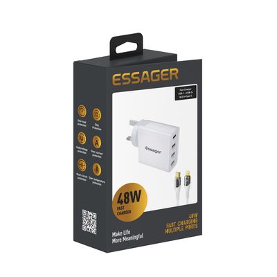 satın al Essager 2021 Earl 48W USB Tipi C 4 Port 18W 48W Hızlı Şarj Pd Duvar Şarj cihazı Kablolu Cep telefonu için online manufacture
