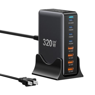 satın al ESSAGER YMX-320W Serisi PD 20W 65W 100W QC 18W 8 Port USB-C USB-A GaN Şarj cihazı online manufacture