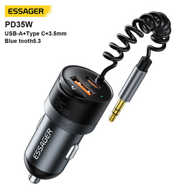 購入 ESSAGER ES-CC20 30W 35W Usb Type C Super Fast Car Charger With Bluetooth 3.5mm Adapter オンライン製造