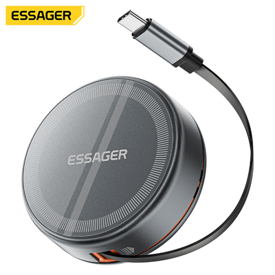 Beli Pengisi Daya Nirkabel Magnetik ESSAGER Z19 15W dengan Kabel yang Dapat Ditarik pembuatan online
