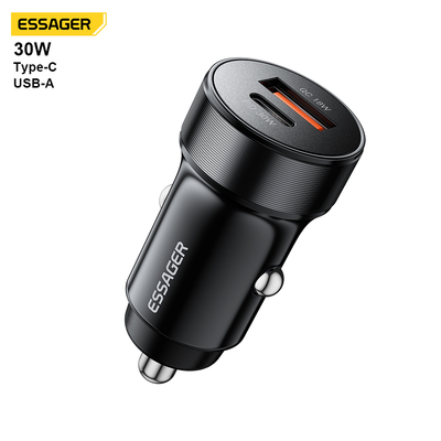 خرید 30W PD QC3.0 USB C Car Charger Dual Port 12V-24V Fast Charging تولید آنلاین