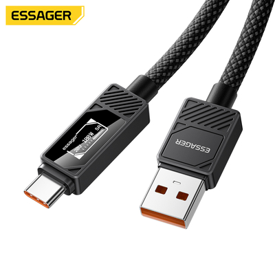 شراء ESSAGER ES-X74 7A PD100W Usb to Type C Fast Charging Data Cable Digital Display التصنيع عبر الإنترنت