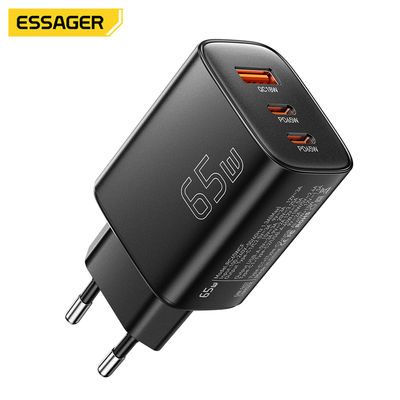 comprar ESSAGER RC65WCF PD 65W USB Tipo C Carregador de telemóvel Gan 3 portas 2C 1A Fabricação em linha