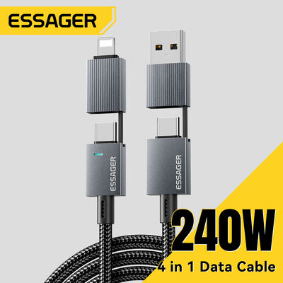 Mua ESSAGER ES-X80 240w 4 In 1 USB Type C Lightning Sạc nhanh Cáp dữ liệu đan 1m 2m sản xuất trực tuyến