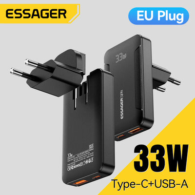 Mua ESSAGER ES-CD61 USB Type C 33W PD Ultra Thin Gan Sạc nhanh Cổng kép US UK EU Plug sản xuất trực tuyến