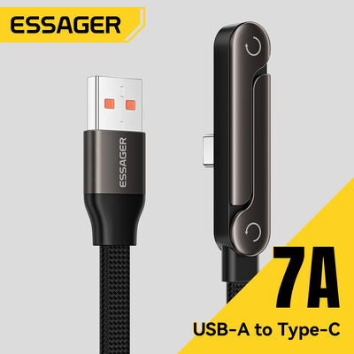 comprar ESSAGER ES-X78 7A PD 100W teléfono USB a USB Tipo C de carga rápida Cable de datos de aleación de zinc Fabricación en línea