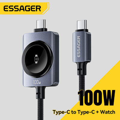Beli ESSAGER ES-X82 2 dalam 1 100W USB Tipe C Kabel Pengisian Jam Tangan Telepon Dengan Jam Tangan Cerdas Pengisian Tanpa Kabel Magnetik pembuatan online