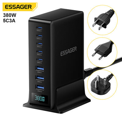 kupować ESSAGER ENCC-888 380W 8 Port Desktop USB Typ C Gan Stacja szybkiego ładowania produkcja online