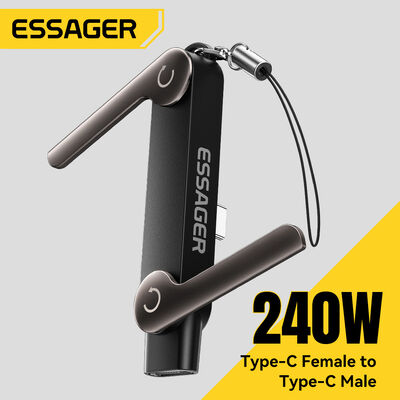 comprar ESSAGER ES-OTG37 Adaptador de carga USB tipo C a tipo C de 240W con soporte invisible Fabricación en línea