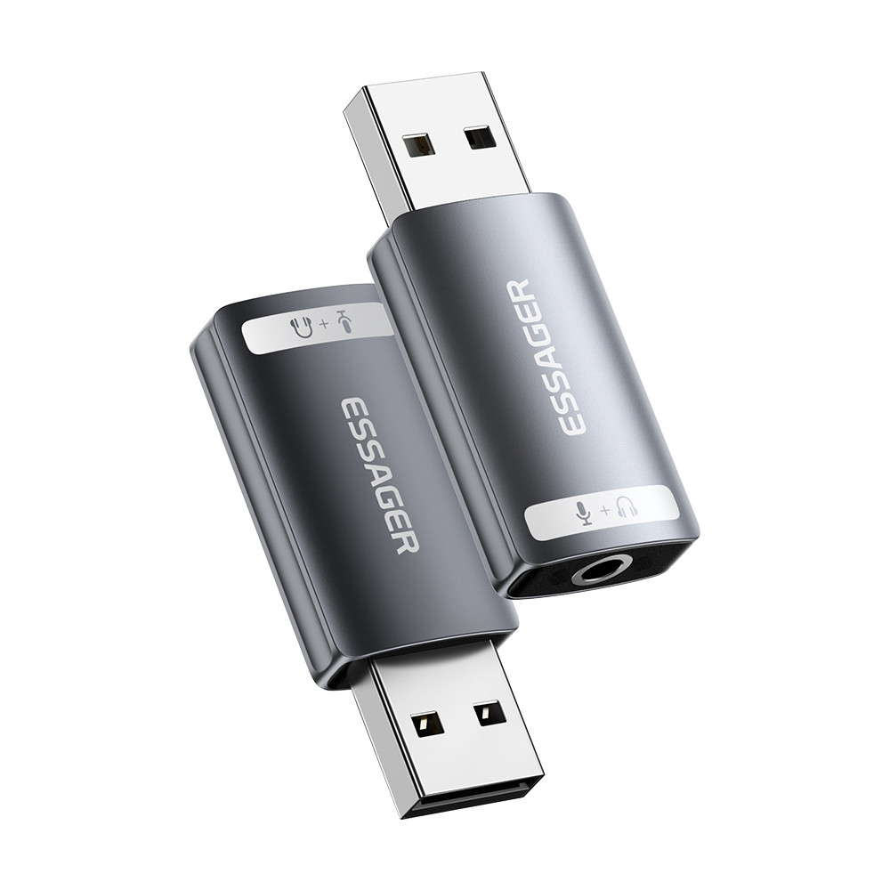 ESSAGER ES-OTG21 USB A To 3.5mm Aux Jack Audio Adapter Support Sound Card