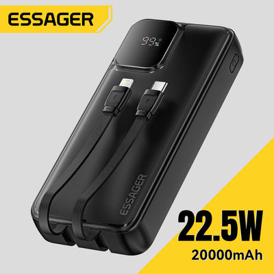ESSAGER ES-D023 22.5W Digital Portable 20000mAh Power Bank with Cable