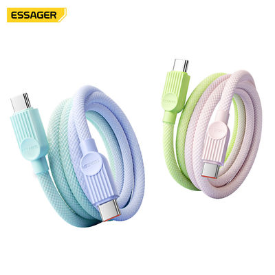 ESSAGER ES-X73 3A PD 60W Type C Fast Charging Data Cable, 1M 2M Colorful Braided Cables