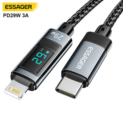 ESSAGER ES-X47 1m 2m PD29W Wired Braided Portable Usb C To Lightning Cable For Fast Charging