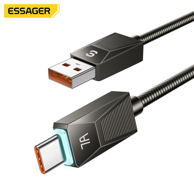 ESSAGER ES-X75 Stainless Steel 7A Usb A To Type C Fast Charging Data Cable For Huawei Samsung Xiaomi