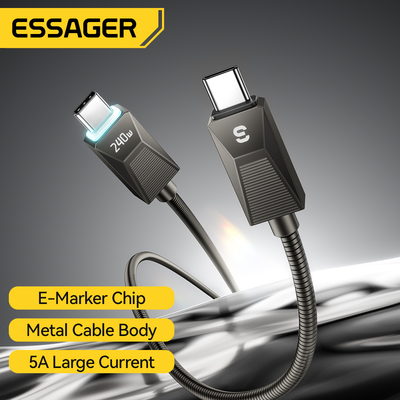 ESSAGER ES-X75 5A PD 240W Usb C To C Fast Charging Data Cable For Laptop Tablet Phone