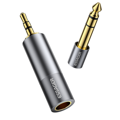 Essager ES-OTG28 3.5mm - 6.5mm ステレオオーディオジャックアダプター スピーカー ギターアンプ用