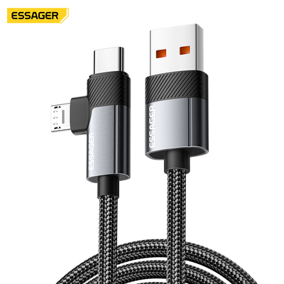 ESSAGER ES-X59 2 In1 Usb To Micro USB C Fast Charging Cables 7A Pd 100W