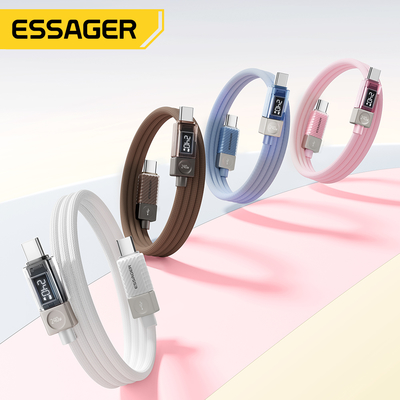 ESSAGER ES-X76 Type C To Type C Fast Charging Cable 240W 100W 5A Digital Display