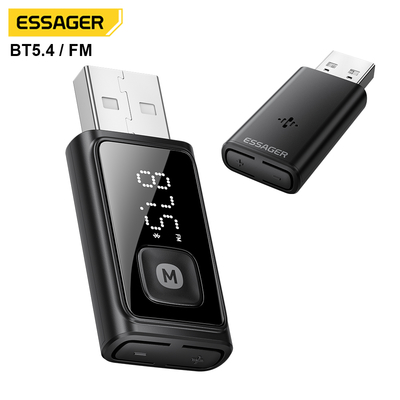 ESSAGER ES-BT17 Car Usb Fm Transmitter Kit Bluetooth 5.4 Wireless Audio Receiver Adapter With Mic Handsfree
