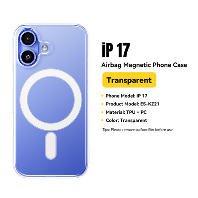 iPhone 17 Air Pro Max Transparent Magnetic Case TPU PC