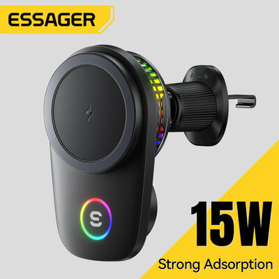 ESSAGER T15 Air Vent Magnetic 15W Wireless Charger Car Mobile Phone Stand Holder